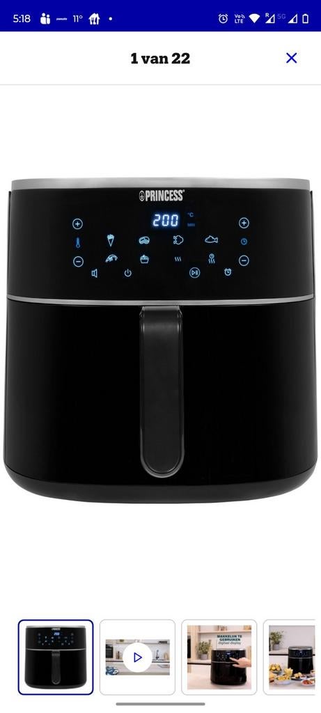 Princess Digitale Airfryer XXL 182254 - 8 liter, Witgoed en Apparatuur, Airfryers, Ophalen