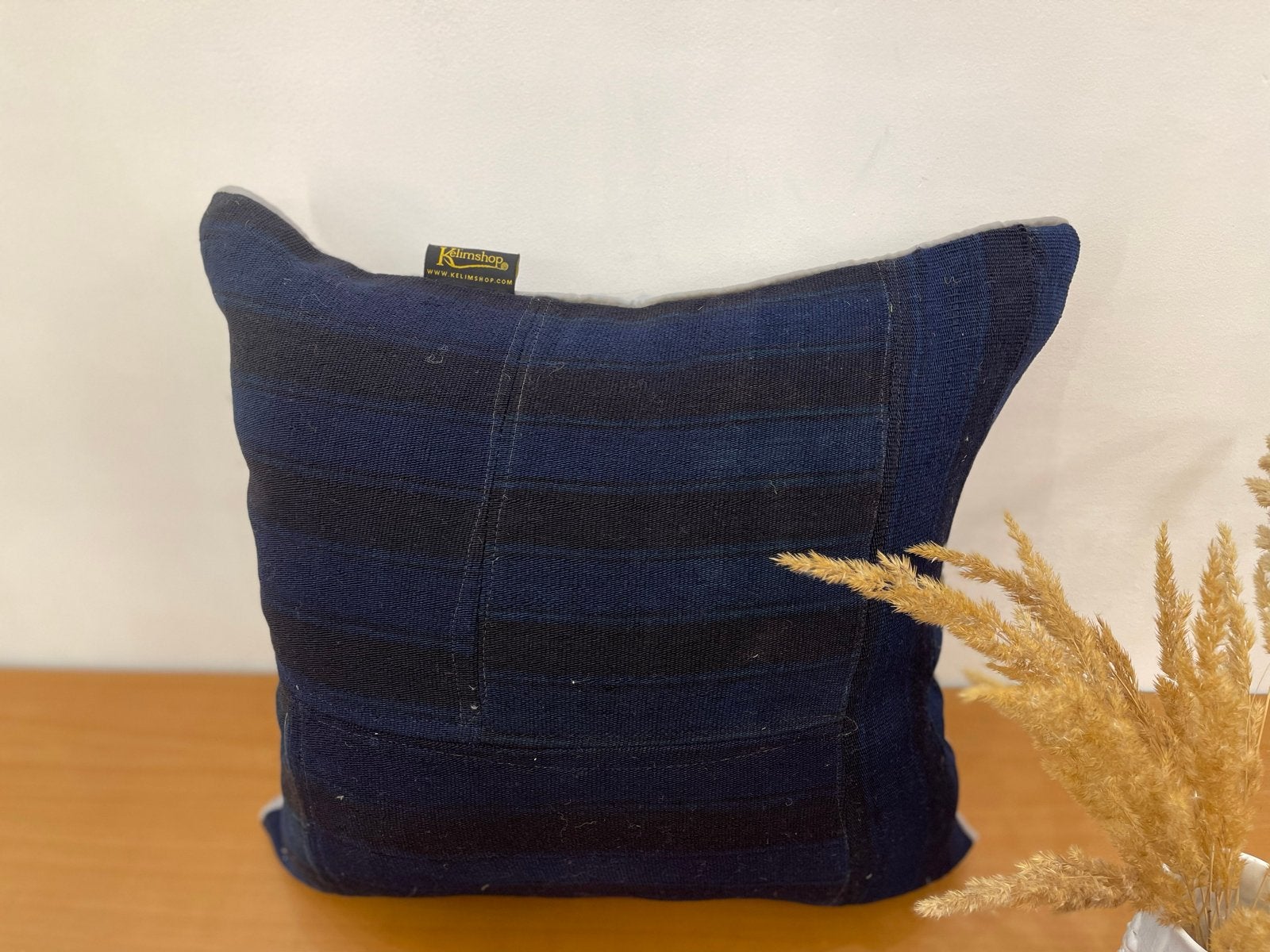 Vintage Kelim Kussen van Wol - Uniek (ca. 45x45 cm) met vull, Blauw, Vierkant, Nieuw, Ophalen of Verzenden