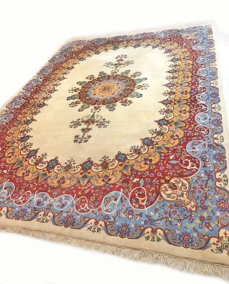 Groot Perzisch tapijt handgeknoopt Kirman Lawar, Ophalen, Gebruikt, 200 cm of meer, 200 cm of meer
