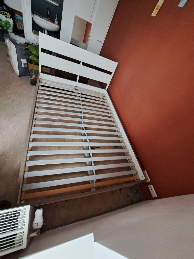 ikea bedframe, Ophalen, Gebruikt, Wit, 140 cm