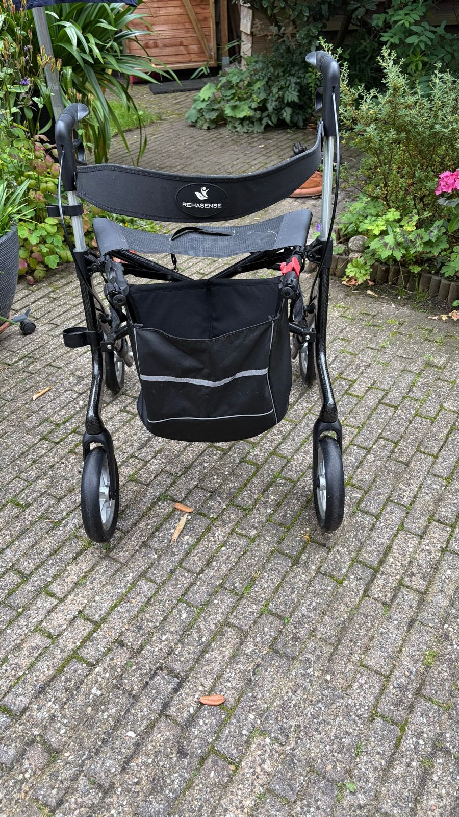 Rollator, zwart, merk rehasense streamer. Opvouwbaar., Ophalen, Lichtgewicht, Gebruikt