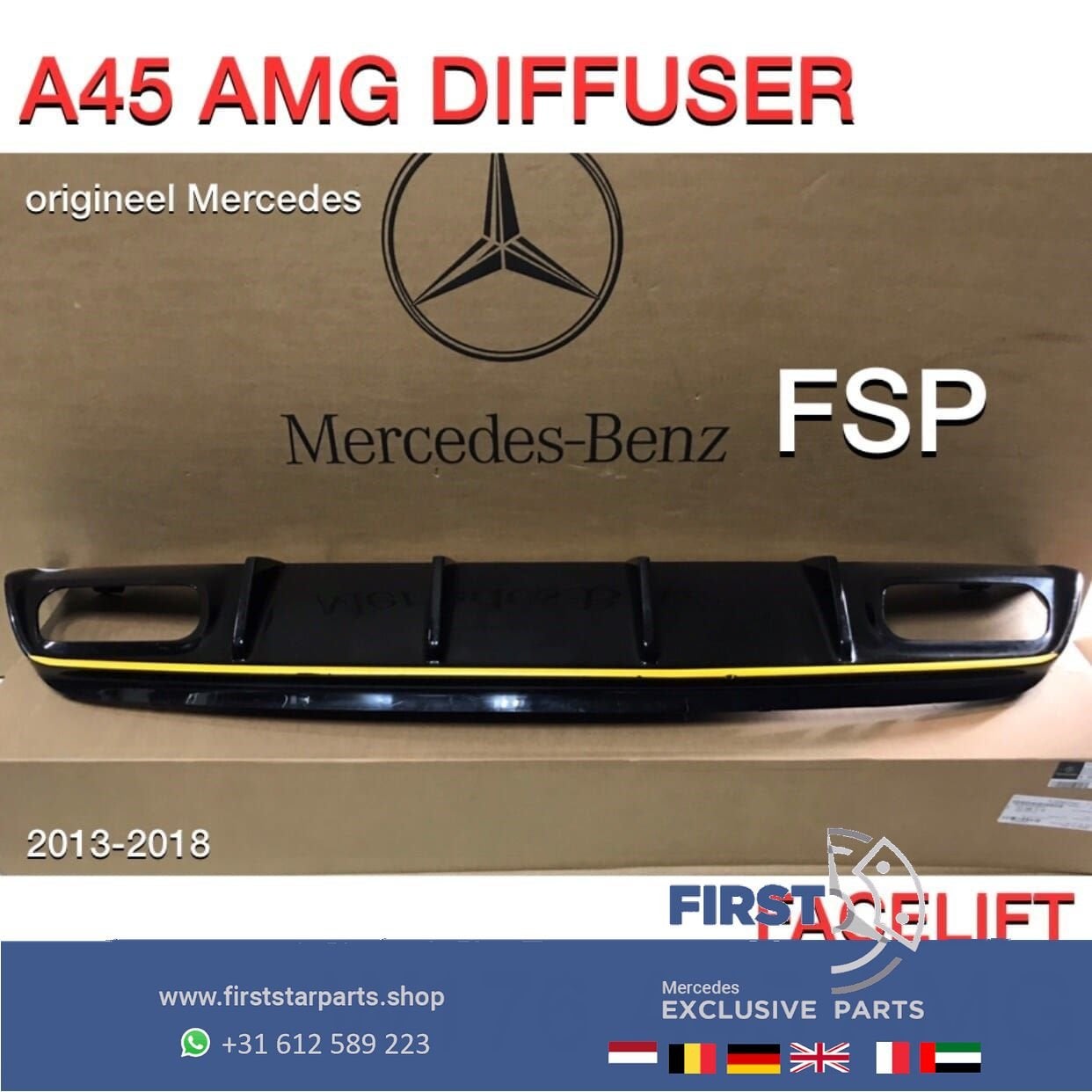 W176 A45 AMG FACELIFT DIFFUSER Mercedes A Klasse 2012-2018 E, Gebruikt, -, Ophalen of Verzenden, -