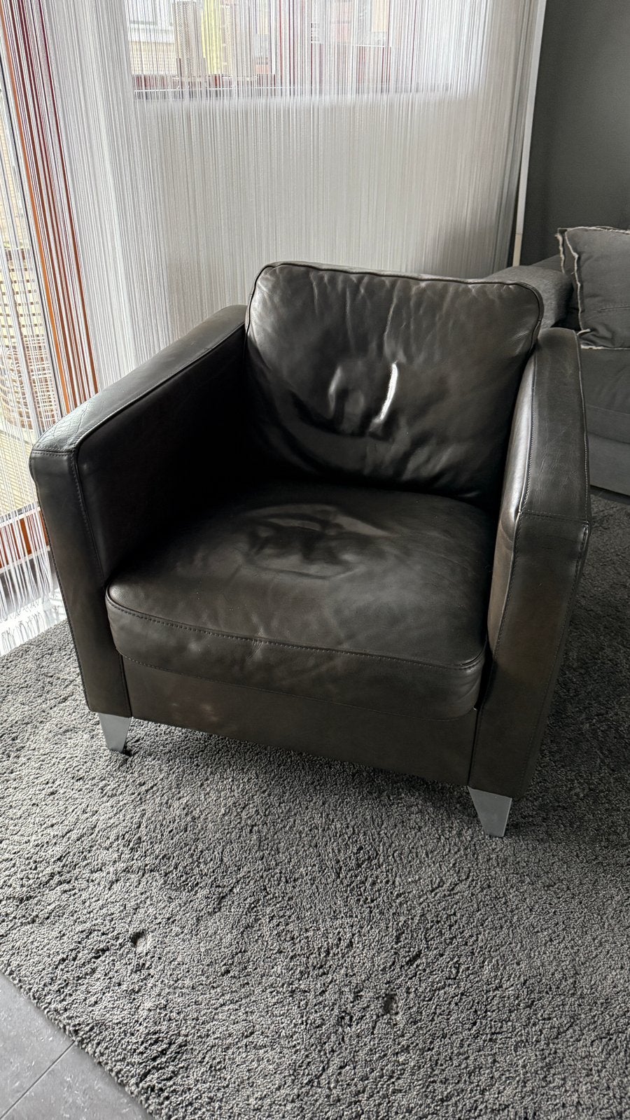 Machalke zwarte design fauteuil zadel leer, Ophalen, Zo goed als nieuw, 75 tot 100 cm, Leer