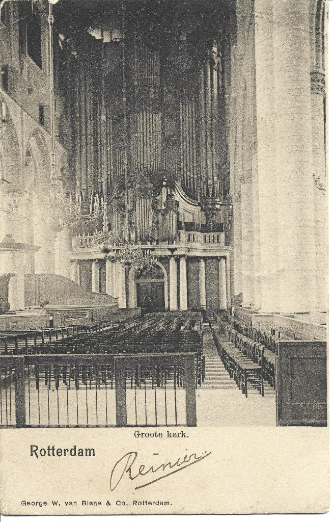 Rotterdam Laurenskerk interieur orgel, Ophalen of Verzenden, Voor 1920, Gelopen, Zuid-Holland