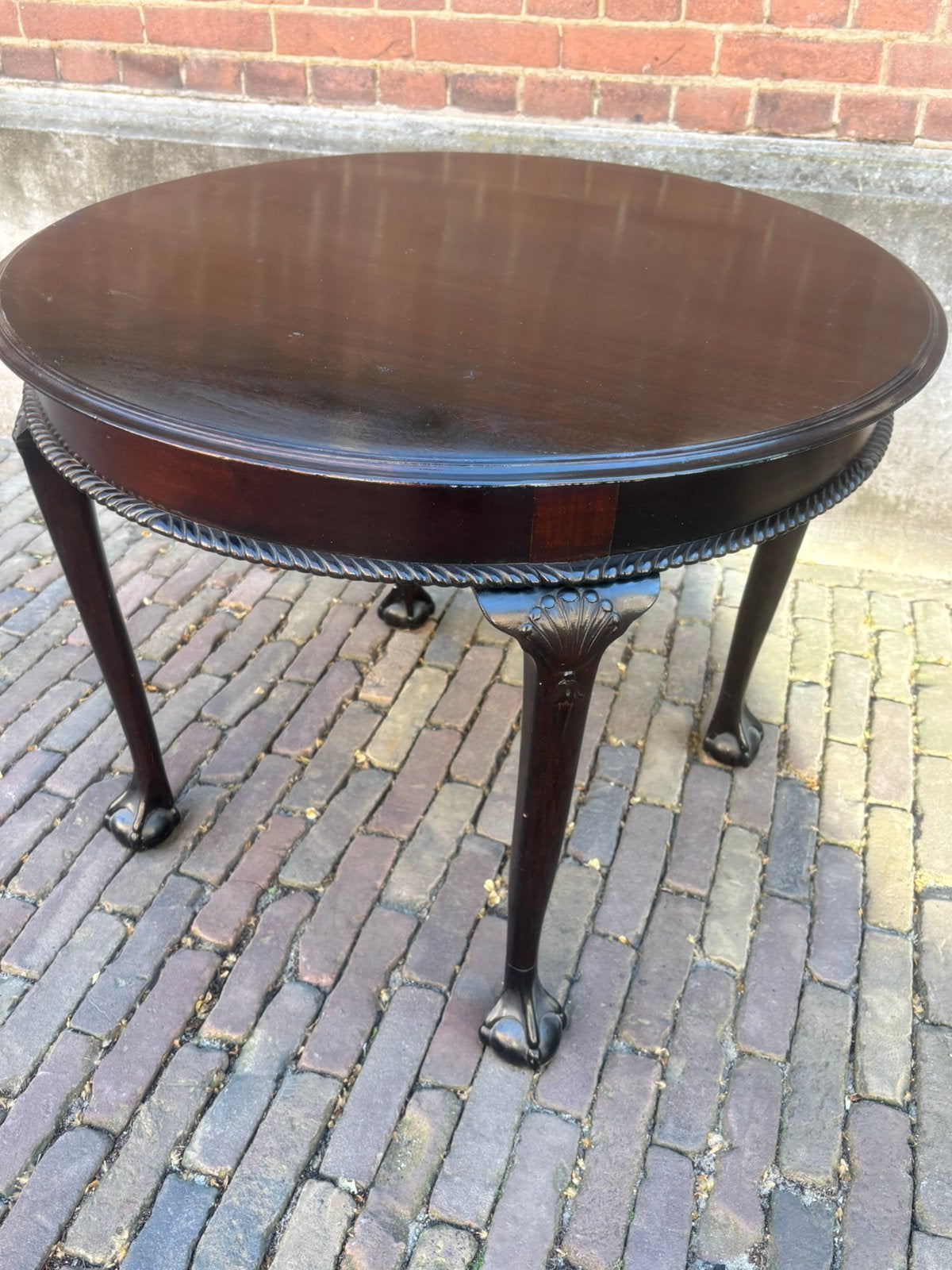 Antieke ronde mahonie tafel Chippendale stijl klauwpoten, Ophalen of Verzenden