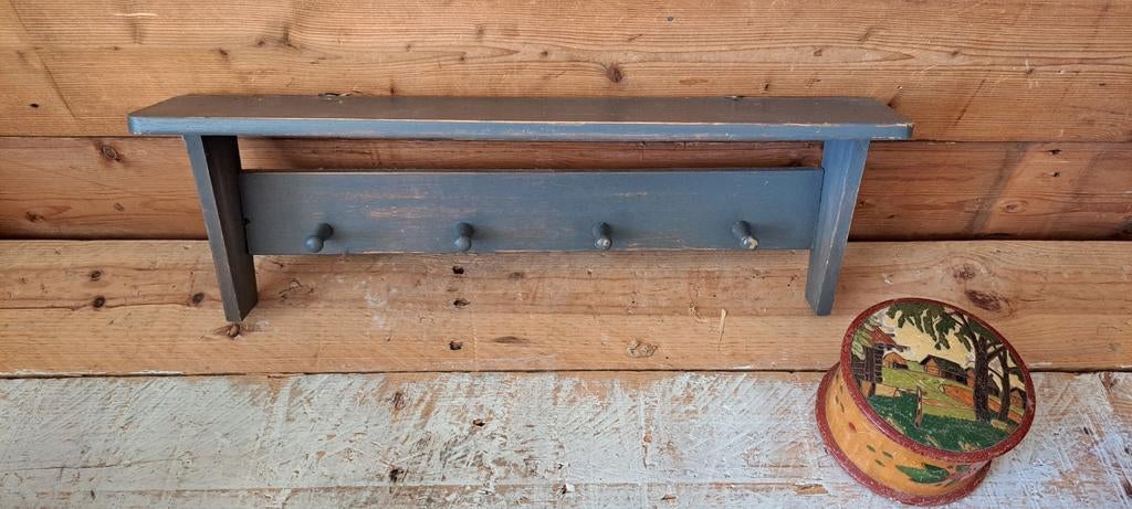 Vintage Brocante Houten Wandkapstok met plank - 52.5 Breed, Huis en Inrichting, Woonaccessoires | Kapstokken, Gebruikt, Wandkapstok