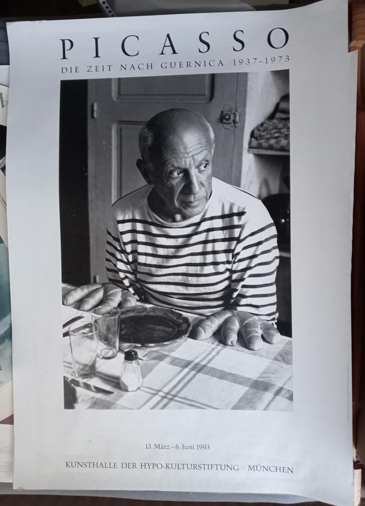 Pablo Picasso affiche 1993 foto Robert Doisneau, Ophalen of Verzenden, Gebruikt, A1 t/m A3