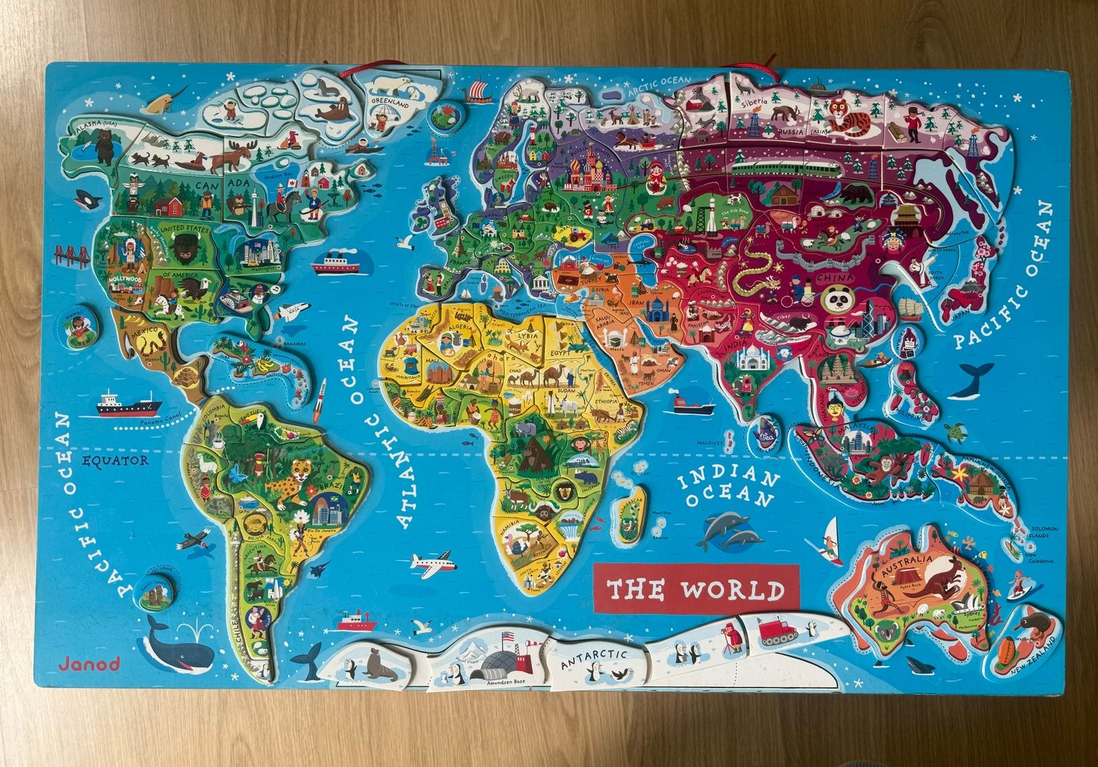 Jano magnetisch wereldkaart puzzel, Ophalen, 10 tot 50 stukjes, Zo goed als nieuw, 6 jaar of ouder
