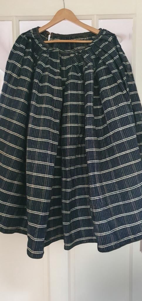 Antieke originele klederdracht rok baaienrok donkerblauw wit, Ophalen of Verzenden