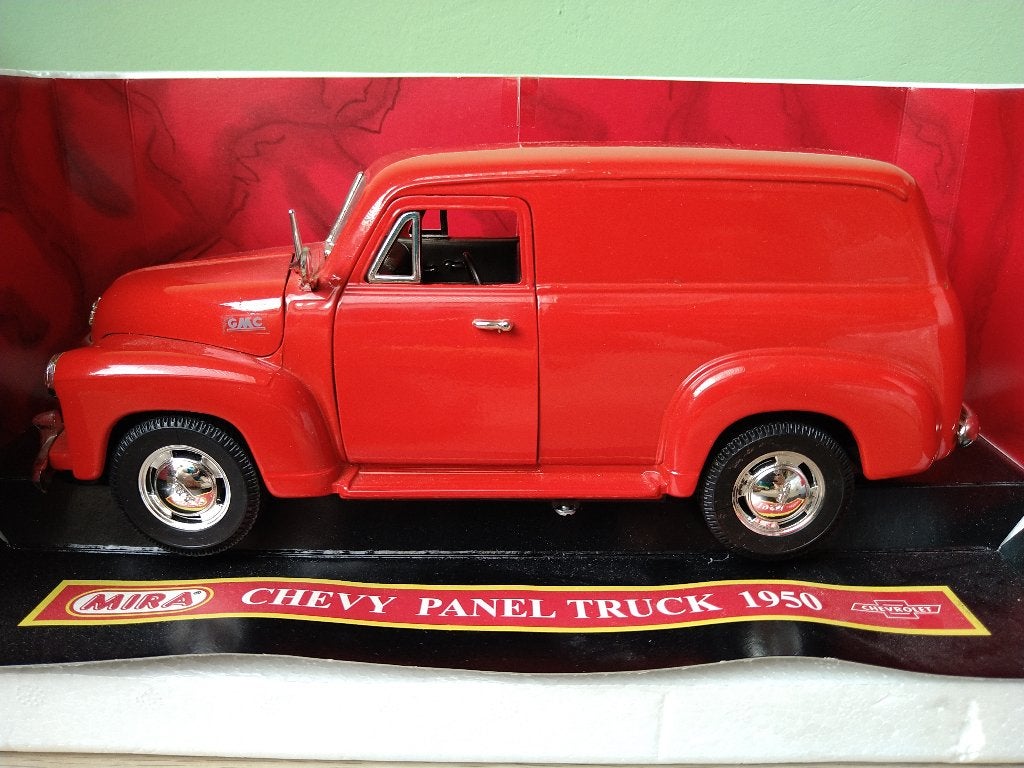 GMC / Chevrolet Panel Truck 1950 Rood Mira 1:18, Hobby en Vrije tijd, Ophalen of Verzenden, Zo goed als nieuw, Auto, Overige merken