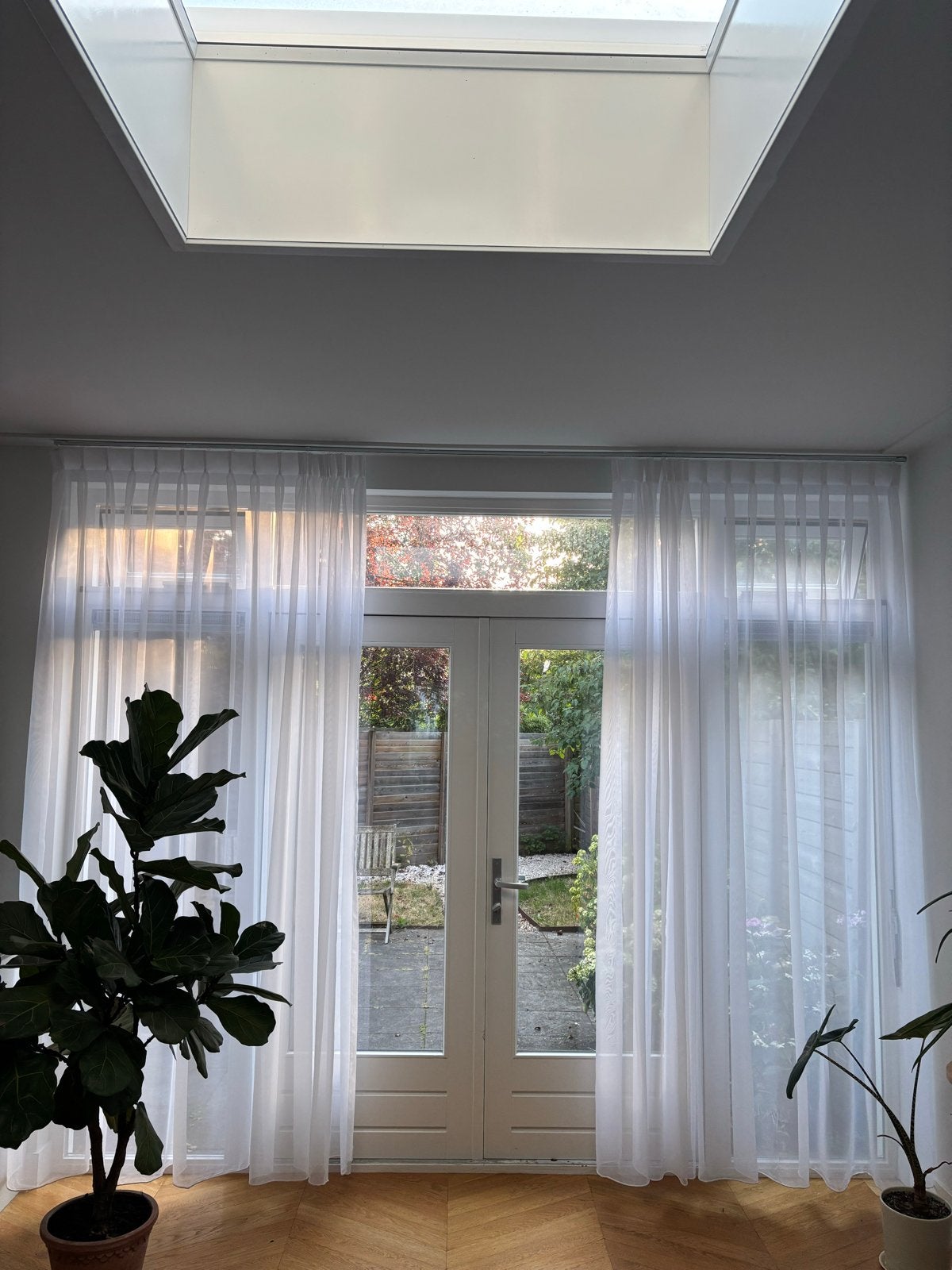 Twee Vitrage Gordijnen - 260x140 cm, Vitrage, Gebruikt, Wit, Ophalen of Verzenden