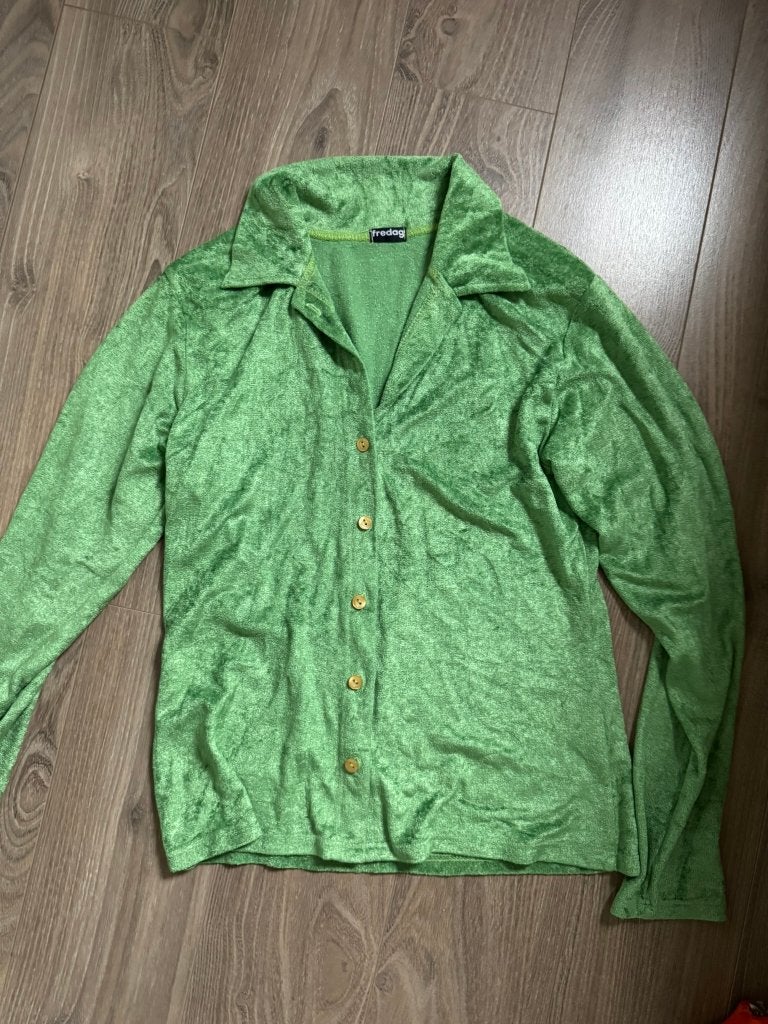 Groen fluwelen blouse S, Ophalen of Verzenden, Zo goed als nieuw, Groen