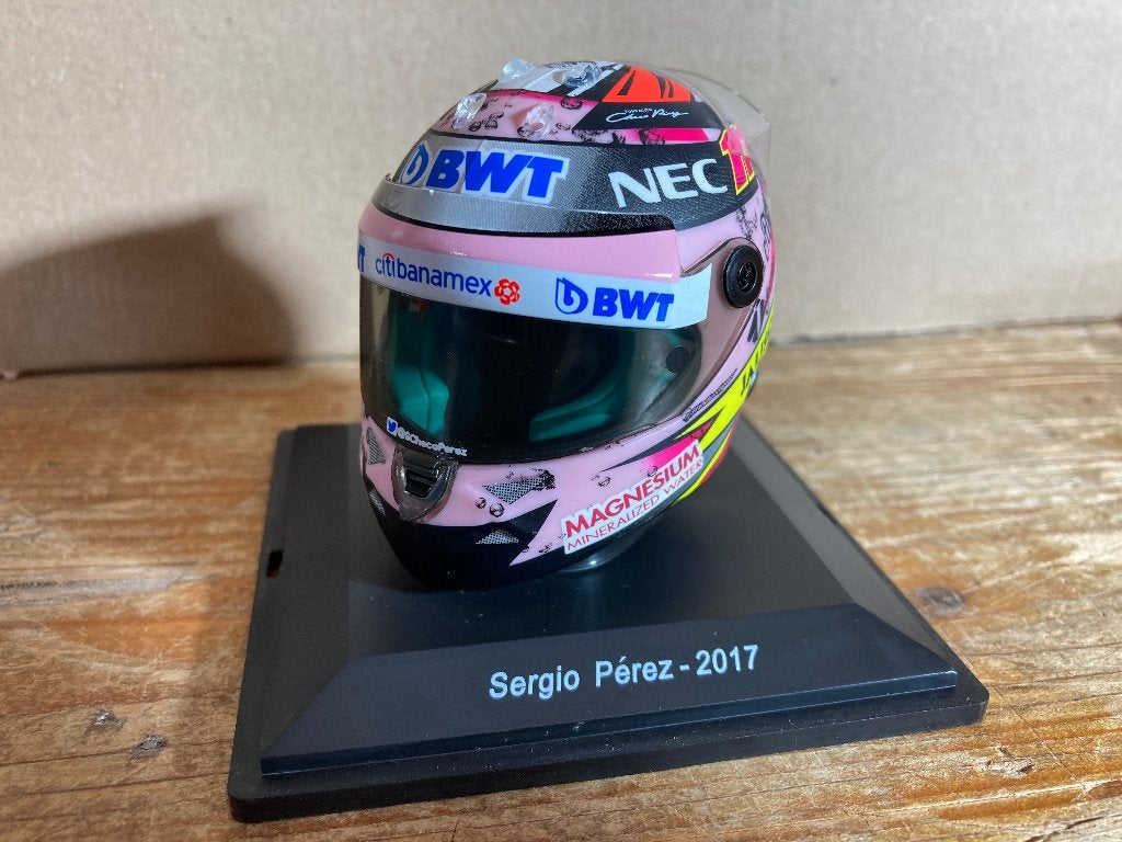 ✅ Sergio Perez 2017 helm 1:5 Spark Force India Racing Point, Ophalen of Verzenden, Nieuw, Formule 1