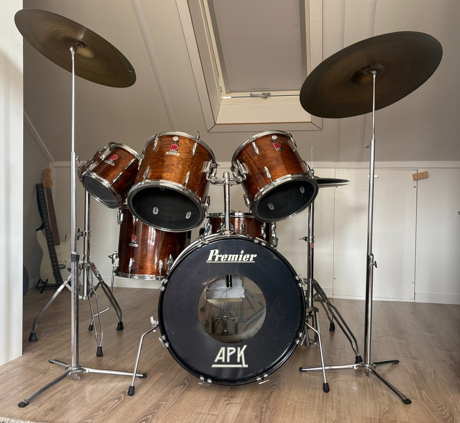 Unieke vintage Premier jaren 80 drumkit + project one snare, Ophalen, Gebruikt, Premier