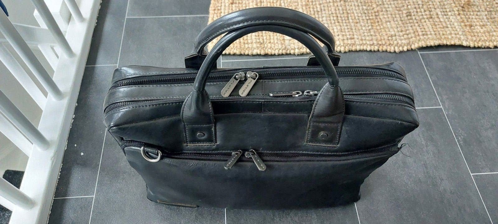 Leren laptoptas / aktetas van Plevier, zwart, 40 tot 60 cm, Zwart, Zo goed als nieuw, 35 tot 55 cm