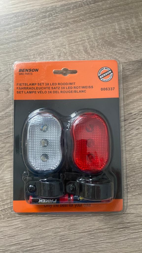 Fietslampset 3x led rood-wit, Ophalen, Nieuw, Batterij, Verlichtingsset
