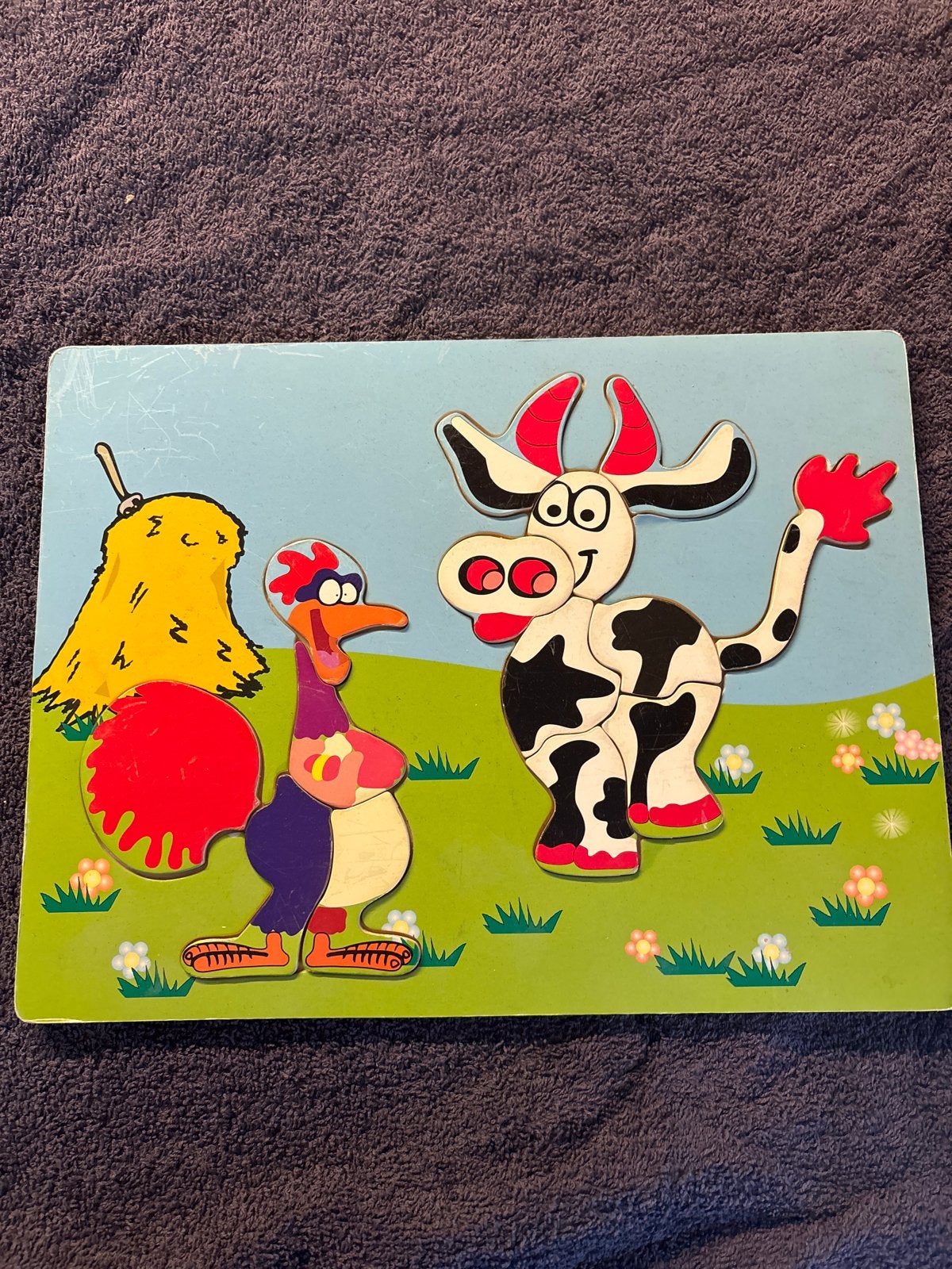 Houten boerderij dieren puzzel voor kinderen, 2 tot 4 jaar, Gebruikt, Ophalen of Verzenden, Van hout