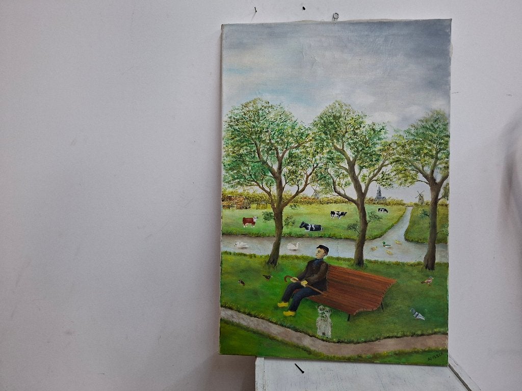 mooie geschilderde schilderij van a.visser, Ophalen of Verzenden