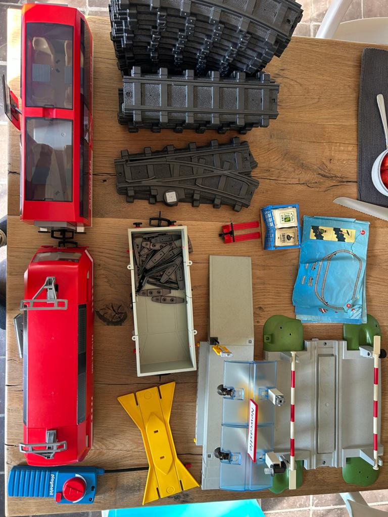 Playmobil Treinset Rc 4010+extra wagon 6342+overgang,station, Ophalen of Verzenden, Gebruikt