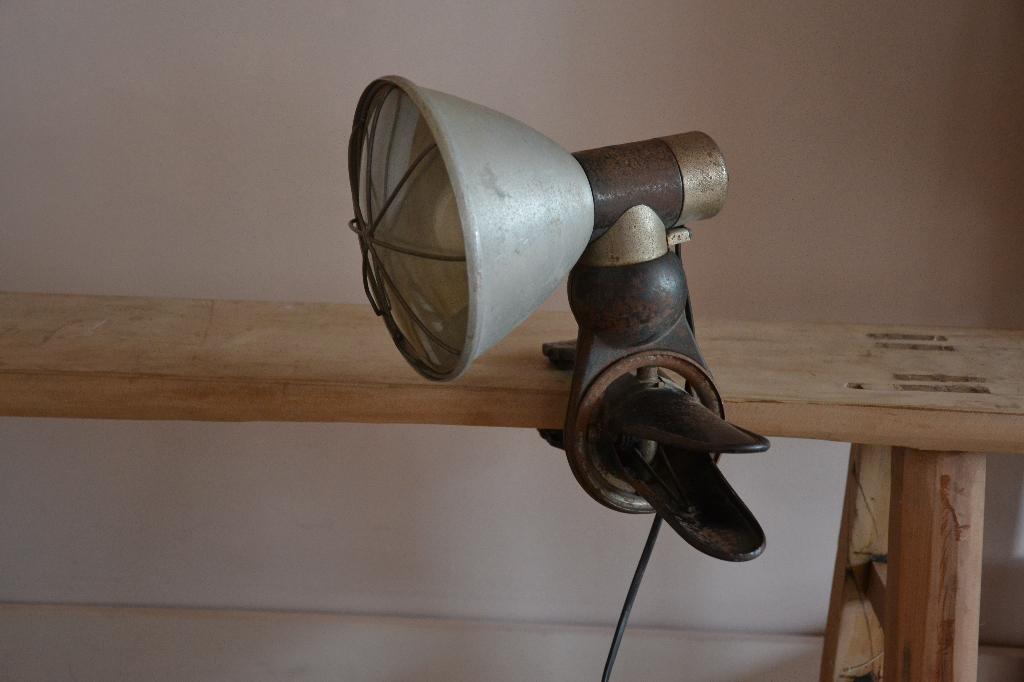 Vintage werklamp merk Josef Krös Klemlamp - industriële lamp, Ophalen of Verzenden