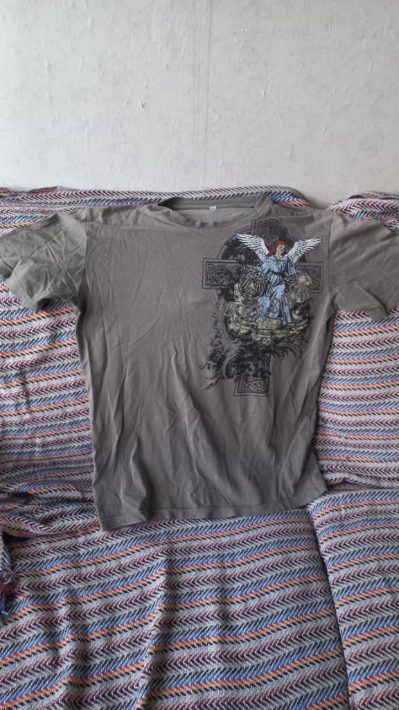 Shirt met keltisch kruis en engel, Ophalen of Verzenden, Gedragen, Maat 56/58 (XL), Groen