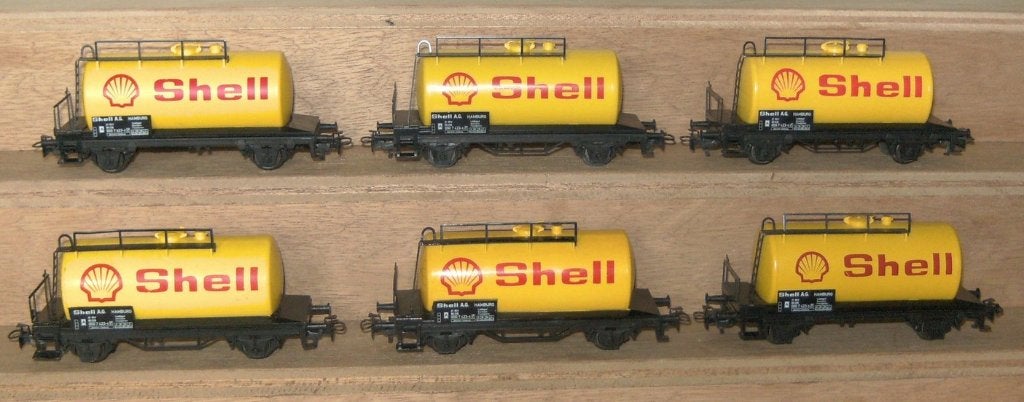 6x Marklin H0 4442 - 2-assige Ketelwagen Shell v.d DB in ovp, Wisselstroom, Ophalen of Verzenden, Märklin, Nieuw