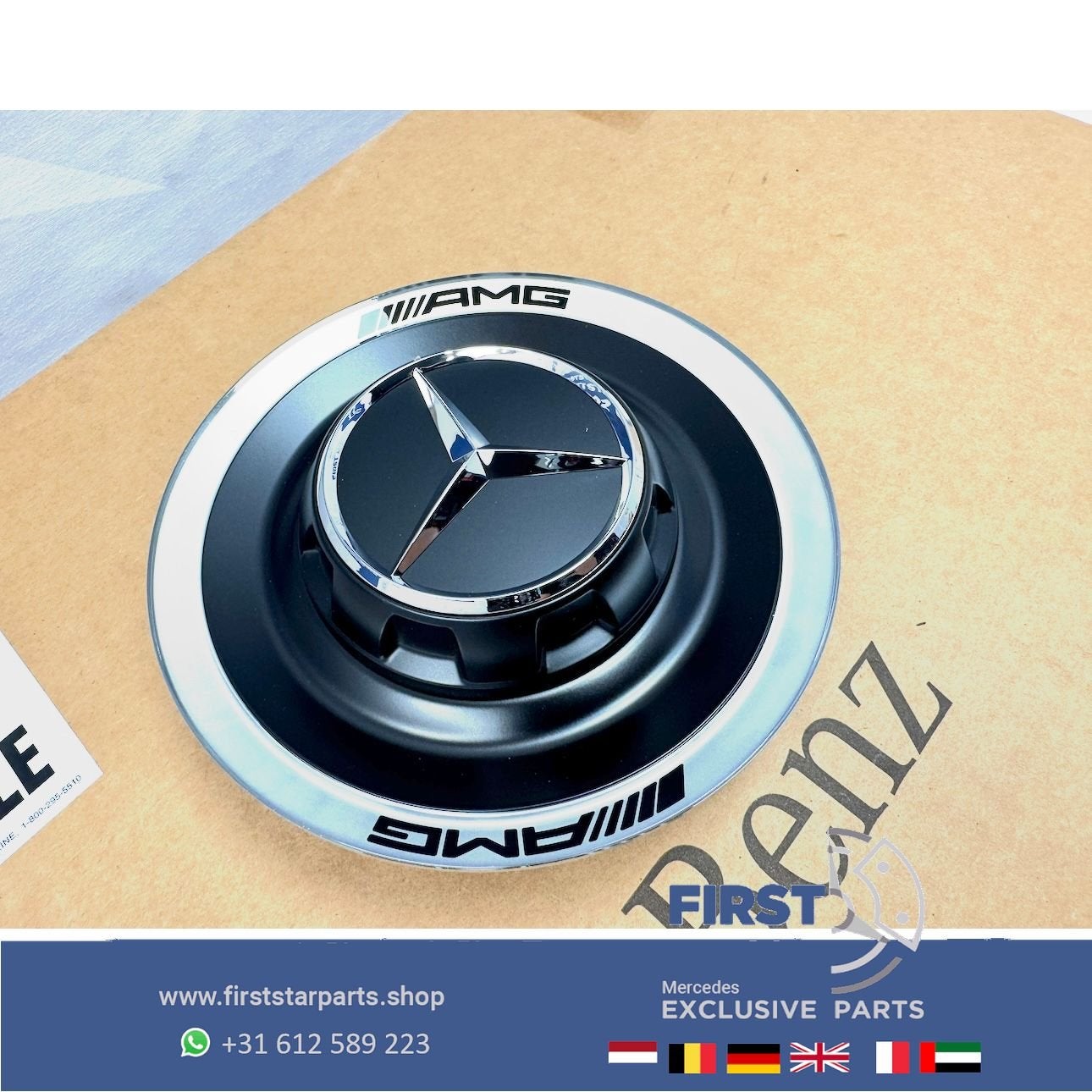 45 63 AMG NAAFKAP ZWART / CHROOM A45S CLA45S C63 E63 GLA45S, Gebruikt, -, Ophalen of Verzenden, -