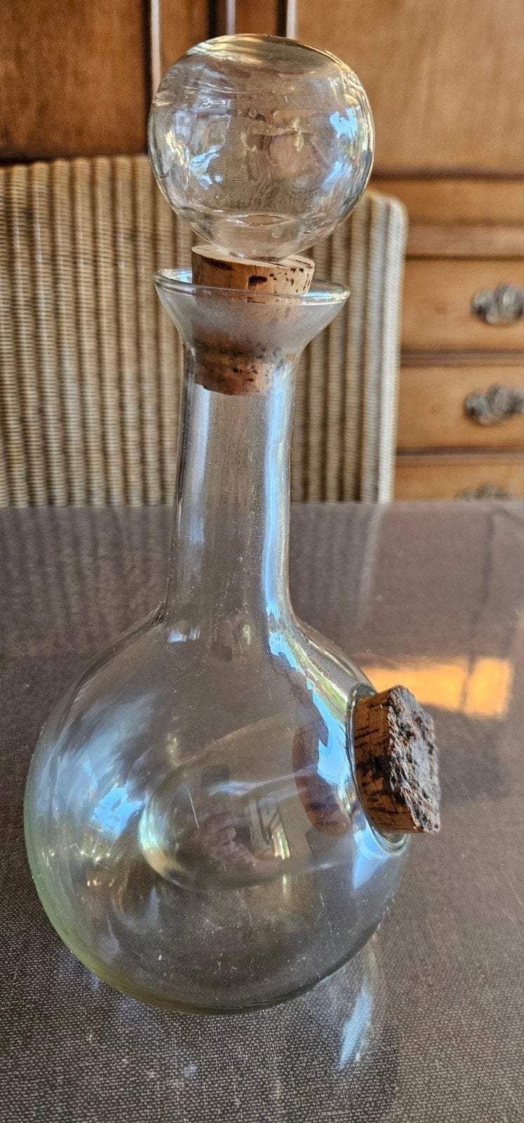 Decoratieve glazen fles met kurken stoppen, Ophalen of Verzenden