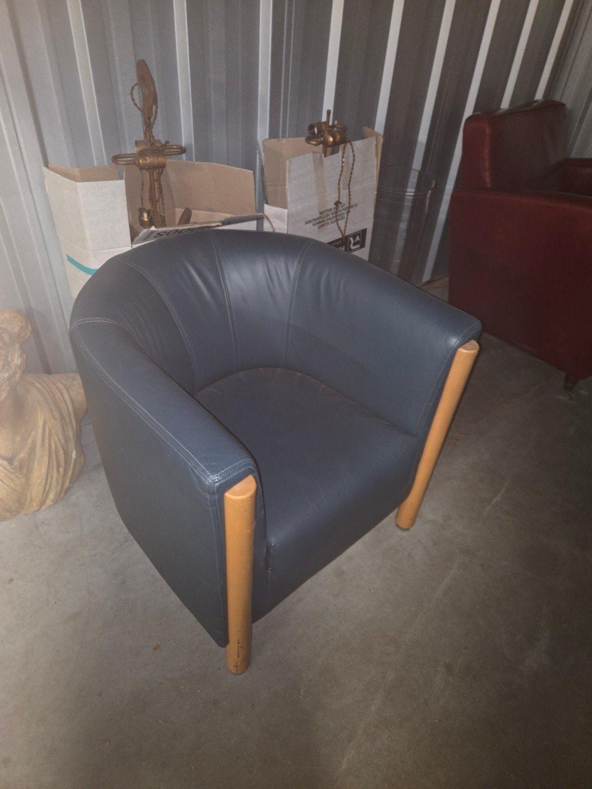 Design stoel van Jan de Bouvrie -, Huis en Inrichting, Fauteuils, Gebruikt, Hout, Leer, 75 tot 100 cm, 75 tot 100 cm, Ophalen of Verzenden