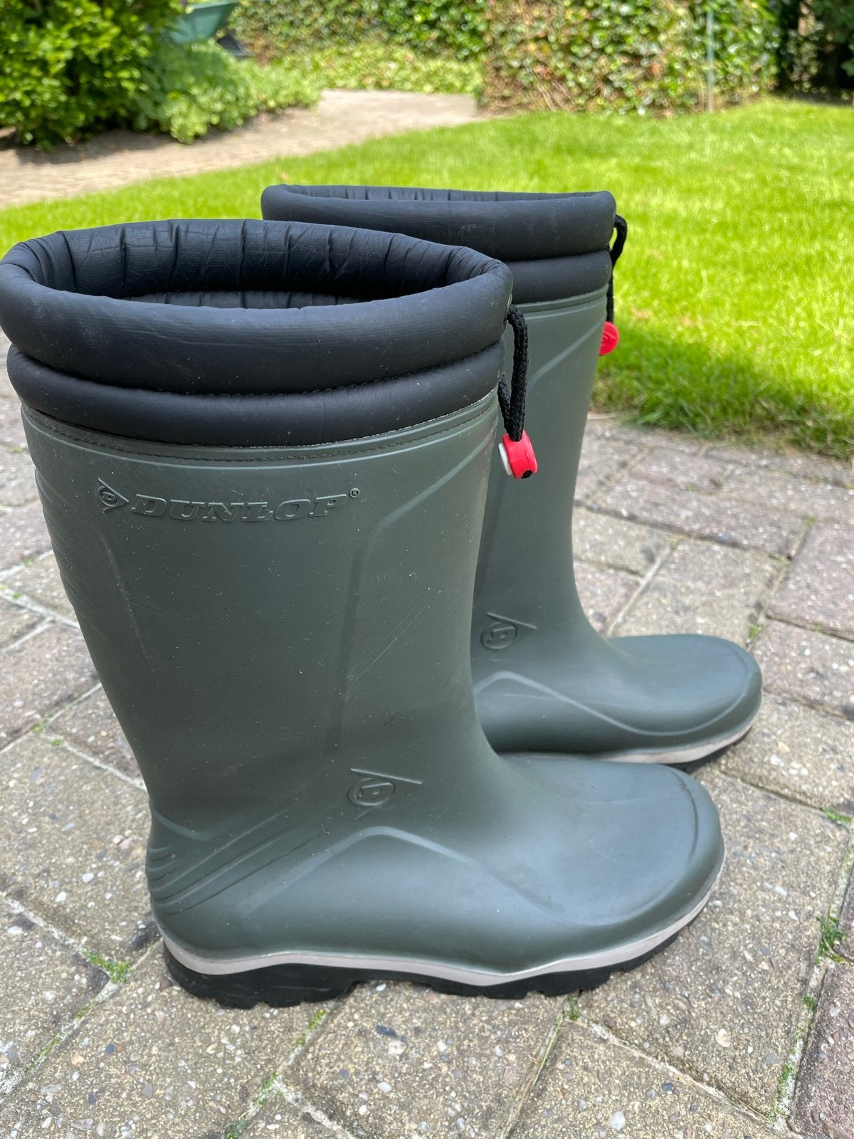 Dunlop gevoerde heren rubberlaarzen, groen, maat 45, Ophalen of Verzenden, Zo goed als nieuw, Overige kleuren, Regenlaarzen