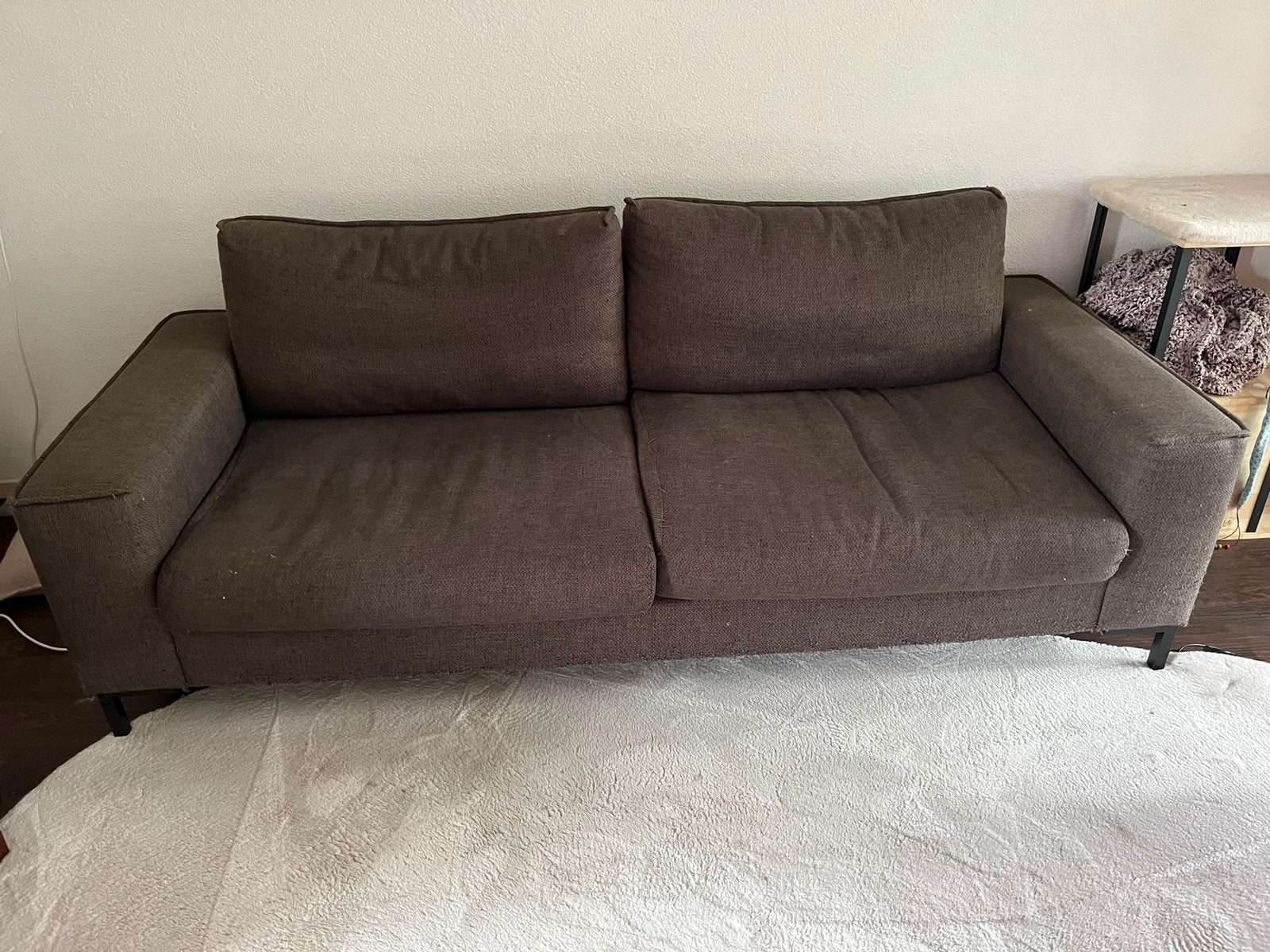 GRATIS - Bankstel stof, bruin 224cm, zie omschrijving!, Ophalen, Gebruikt, Tweepersoons, 75 tot 100 cm