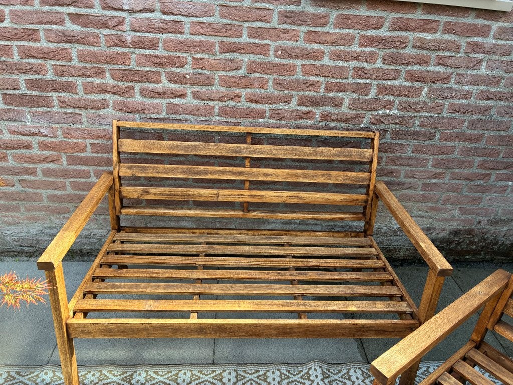 Mooie tuinset Intratuin - Walnoot kleur, Ophalen, 4 zitplaatsen, Loungeset, Hout