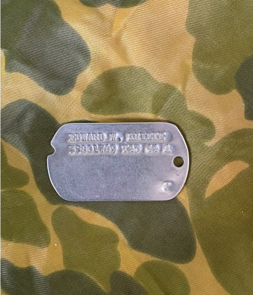 Tweede wereldoorlog US Dogtag Edward W Kriete, Verzamelen, Militaria | Tweede Wereldoorlog, Ophalen of Verzenden, Landmacht, Amerika