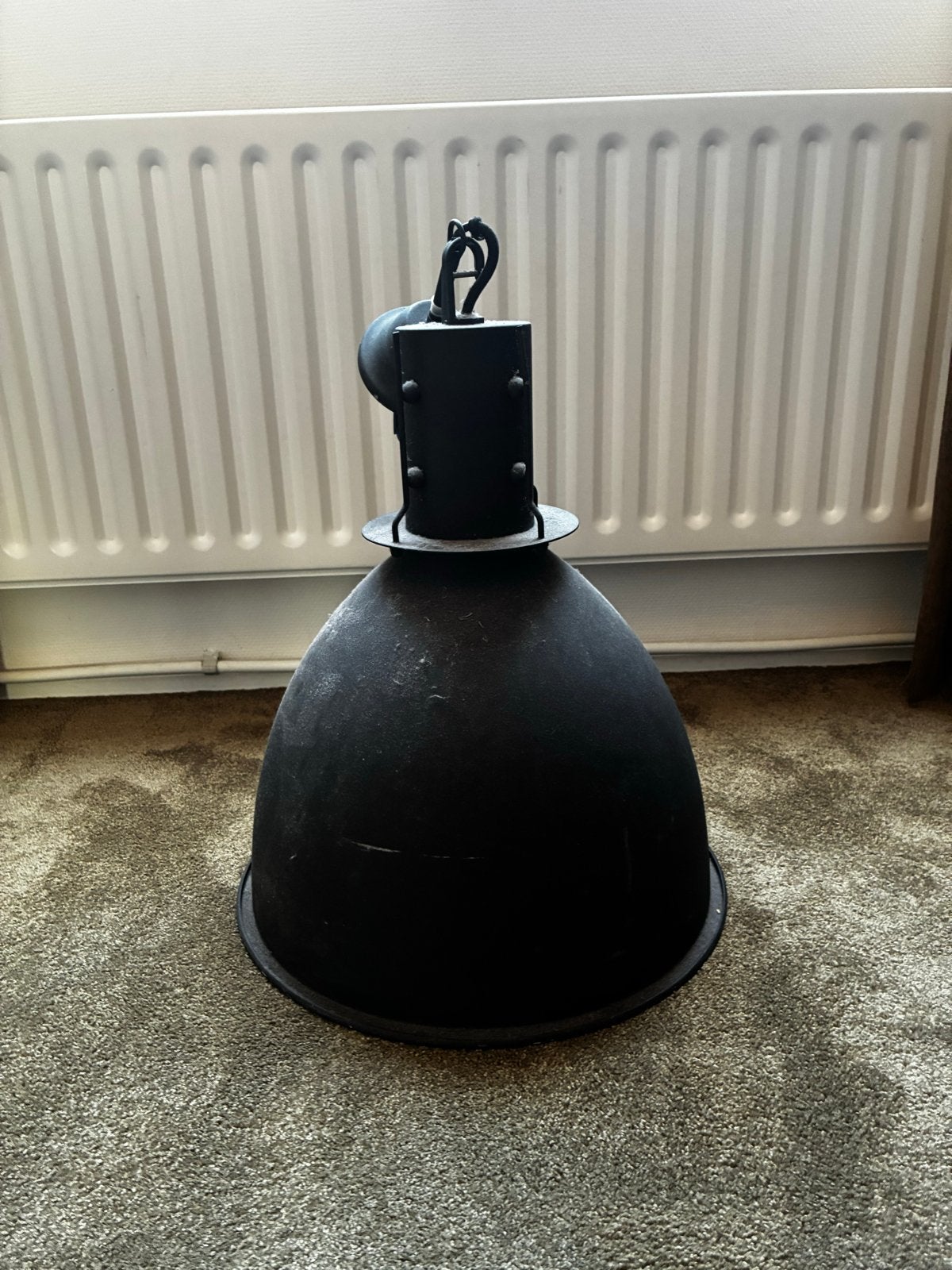 Industriële hanglamp zwart metaal, Ophalen, Gebruikt, Metaal