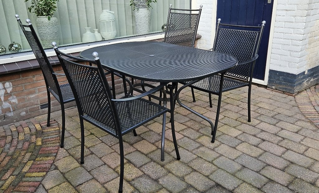 tuinset gecoat metaal, Ophalen, Zo goed als nieuw, Tuinset, Eettafel