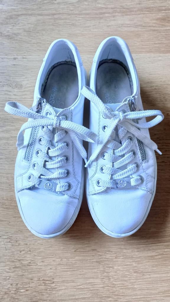 Witte Rieker sneakers maat 36 met ritsdetails, Wit, Ophalen of Verzenden, Sneakers of Gympen, Gedragen