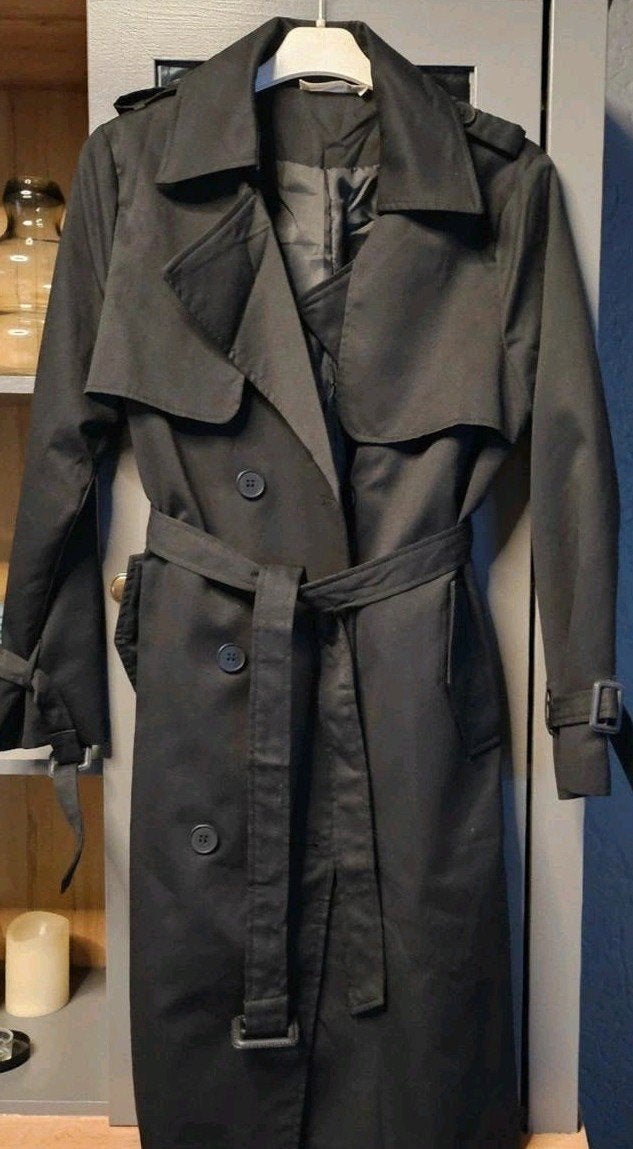 Trenchcoat Uwantisel ~ Nieuw, Kleding | Dames, Verzenden, Zwart, Nieuw, Maat 36 (S)