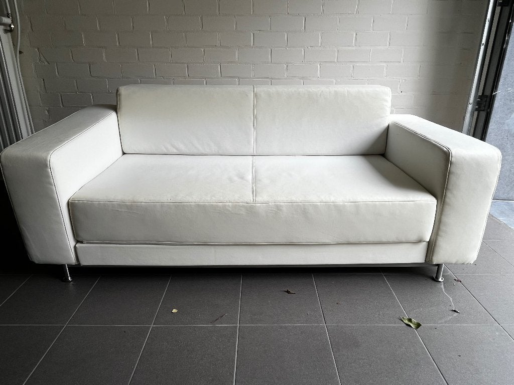 Witte slaapbank met chromen frame, Ophalen, Gebruikt, Wit, Tweepersoons