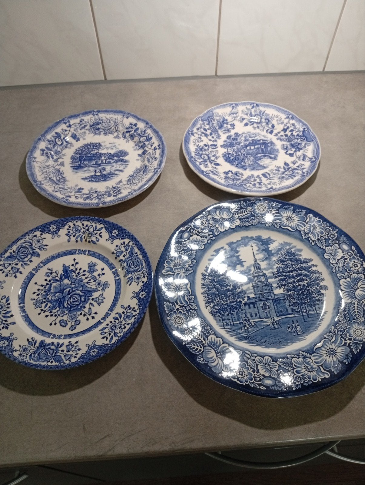 Liberty Blue en Flowers Blauw-witte borden set, Ophalen