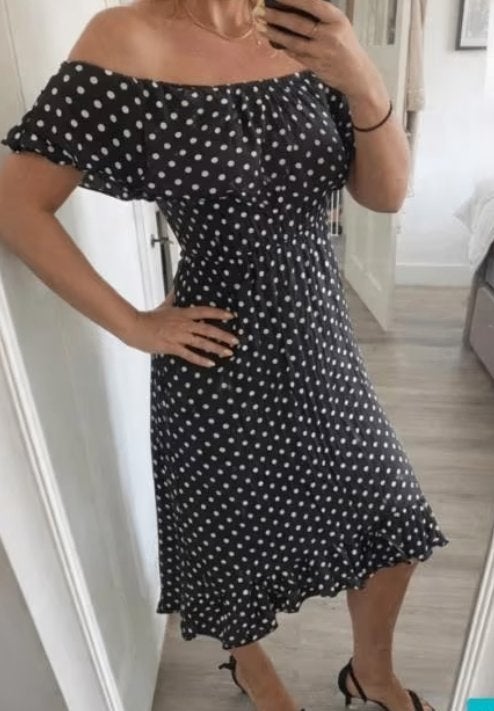 Mooie jurk, maat 36, Loavies, Verzenden, Zwart, Zo goed als nieuw, Maat 36 (S)