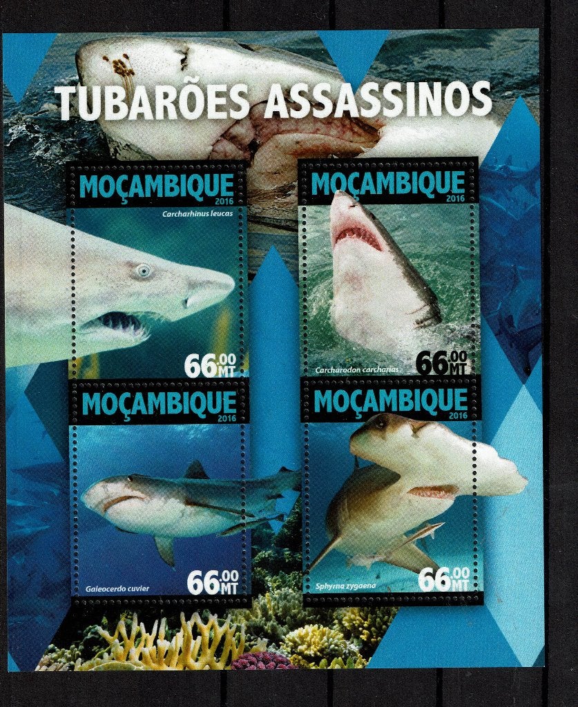MOCAMBIQUE 2016 PF BLOK HAAIEN SHARKS VISSEN ZEELEVEN, Postzegels en Munten, Ophalen of Verzenden, Postfris, Dier of Natuur
