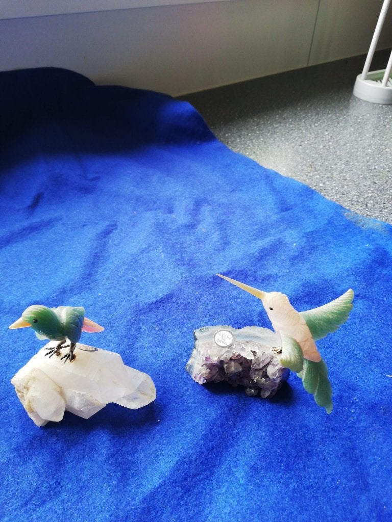 Natuurstenen vogels 9 stuks, Verzamelen, Beelden en Beeldjes, Ophalen, Zo goed als nieuw, Dier