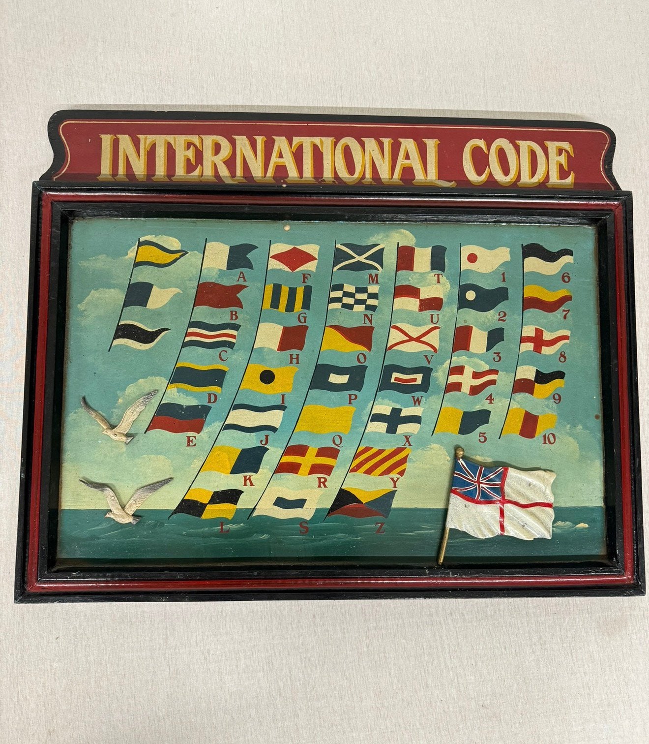 Hand-Painted International Code of Flag Vlag Signals - 1890, Antiek en Kunst, Ophalen of Verzenden