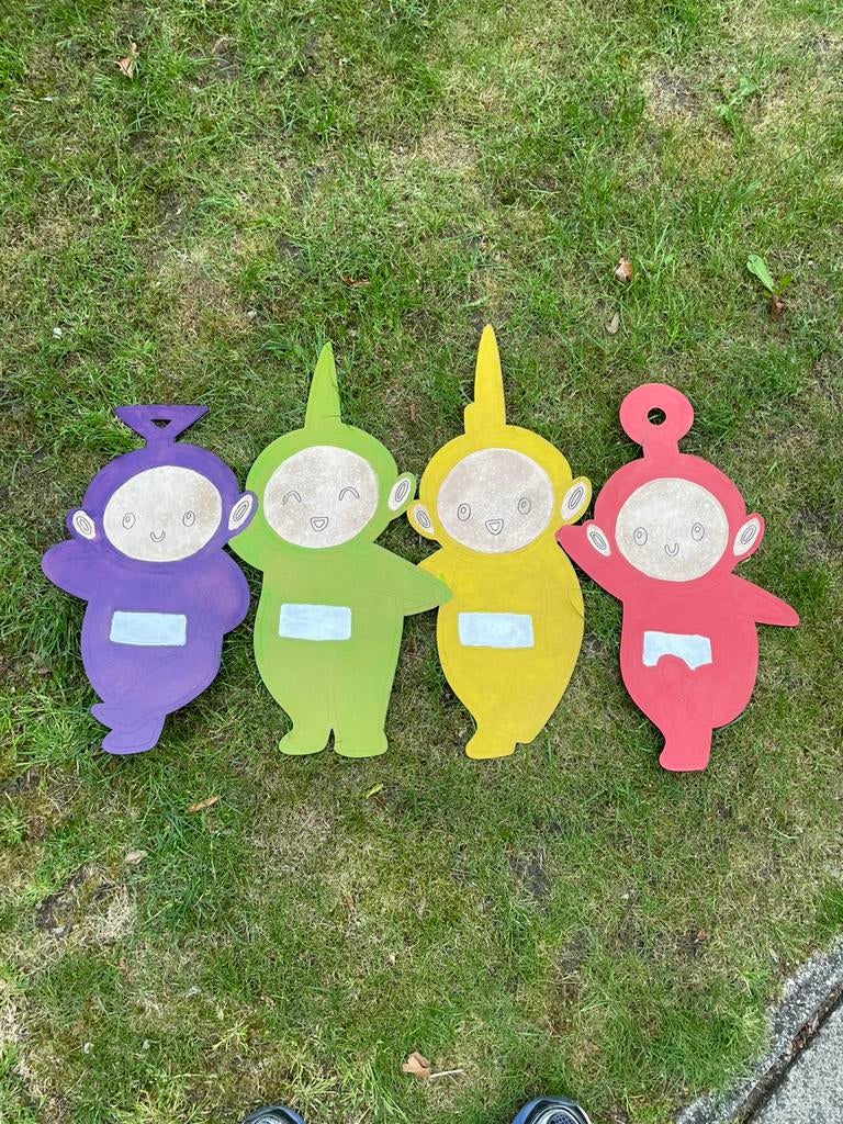 Teletubbies hout, Hobby en Vrije tijd, Feestartikelen | Verhuur, Ophalen, Zo goed als nieuw