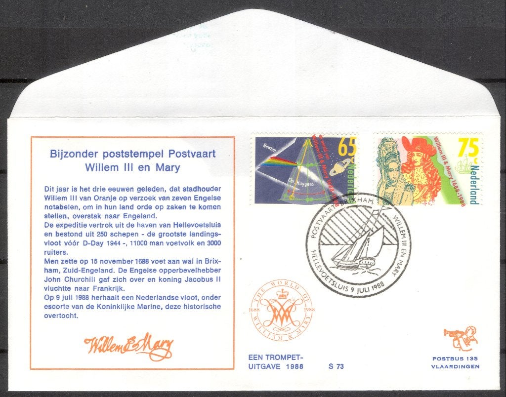 Bijzonder poststempel Postvaart Willem III en Mary, Verzenden, Envelop