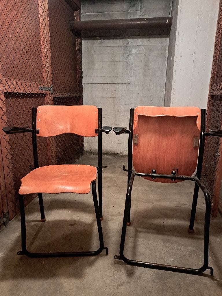 Vintage theaterstoelen (2 stuks), Huis en Inrichting, Ophalen, Gebruikt, Twee, Overige kleuren