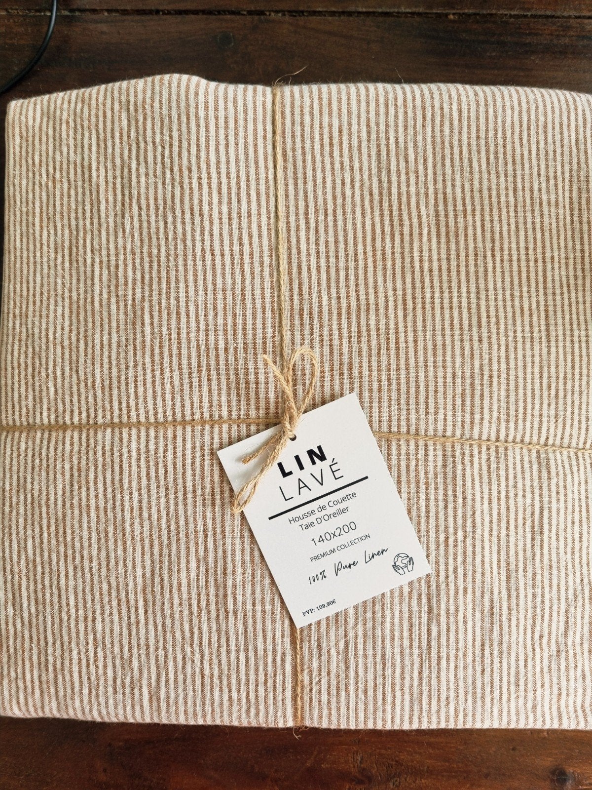 100% linnen dekbedovertrek 140x200 (set van 2) Bruin/Zand, Ademend, Eenpersoons, Beige, Nieuw