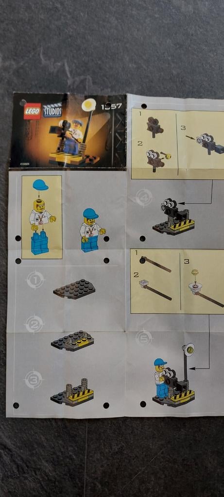 Lego Studios 1357 - Cameraman met camera en lamp, Compleet, Gebruikt, Overige thema's, Lego