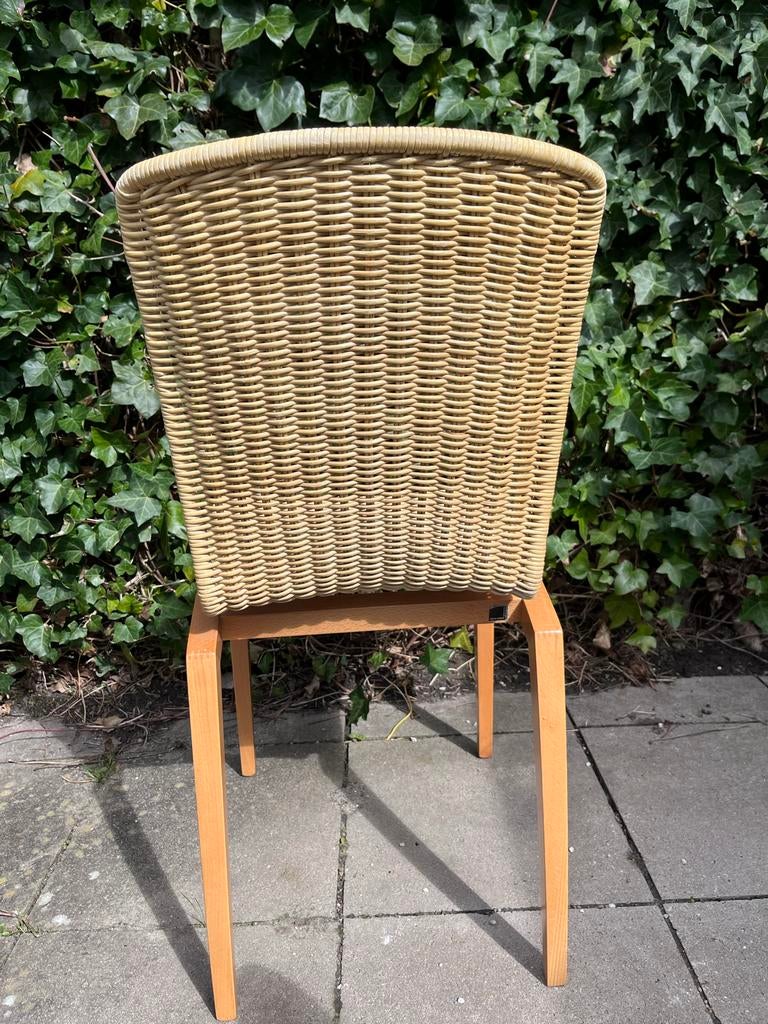 6 Ligne Roset eetkamerstoelen in riet en hout, Huis en Inrichting, Stoelen, Ophalen, Gebruikt, Overige kleuren, Vijf, Zes of meer stoelen