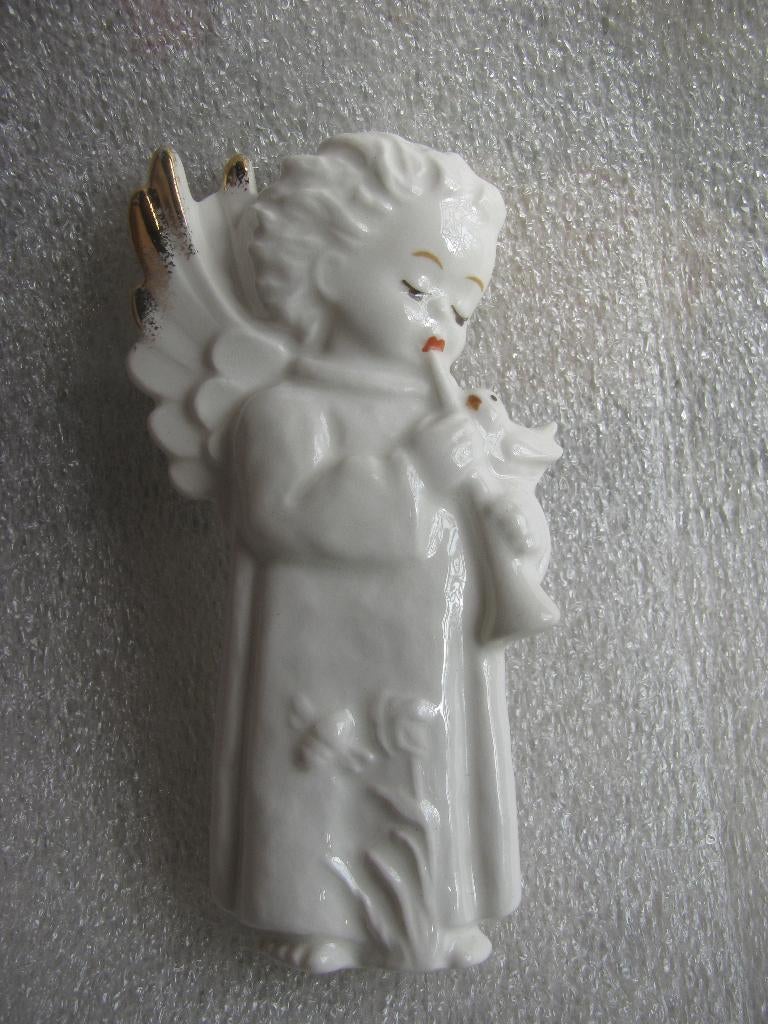 Vintage Hummel / Goebel Kerst Engel met Hoorn & Vogel 8.5 cm, Antiek en Kunst, Verzenden